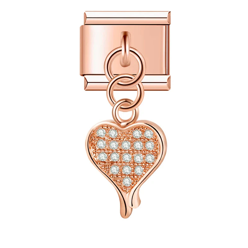 Celestial Heart & Winged Silhouette Dangle Charm