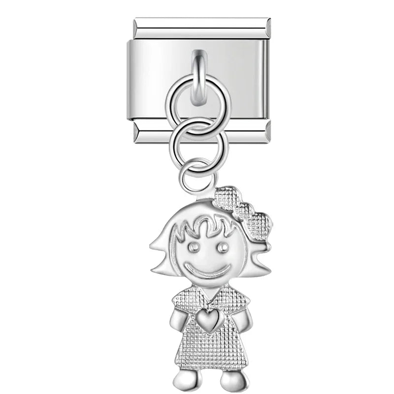 he Sculpted Figure & Hand Dangle Charm in Silver, Gold & Iridescent