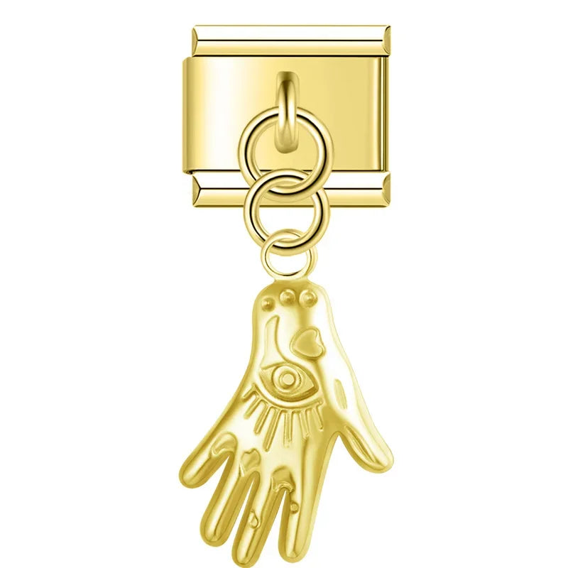he Sculpted Figure & Hand Dangle Charm in Silver, Gold & Iridescent