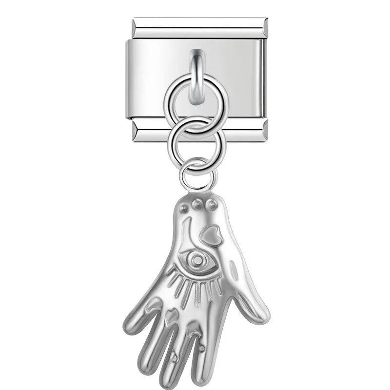 he Sculpted Figure & Hand Dangle Charm in Silver, Gold & Iridescent