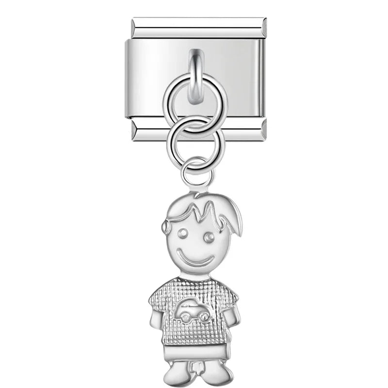 he Sculpted Figure & Hand Dangle Charm in Silver, Gold & Iridescent