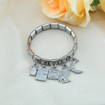 Wing, Star, Owl, Moon & Heart Silver Dangle Italian Charms — Celestial & Nature Silver Dangle Links