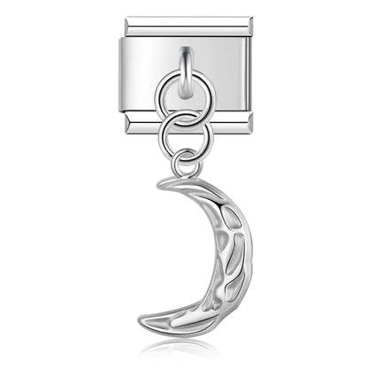 Wing, Star, Owl, Moon & Heart Silver Dangle Italian Charms — Celestial & Nature Silver Dangle Links