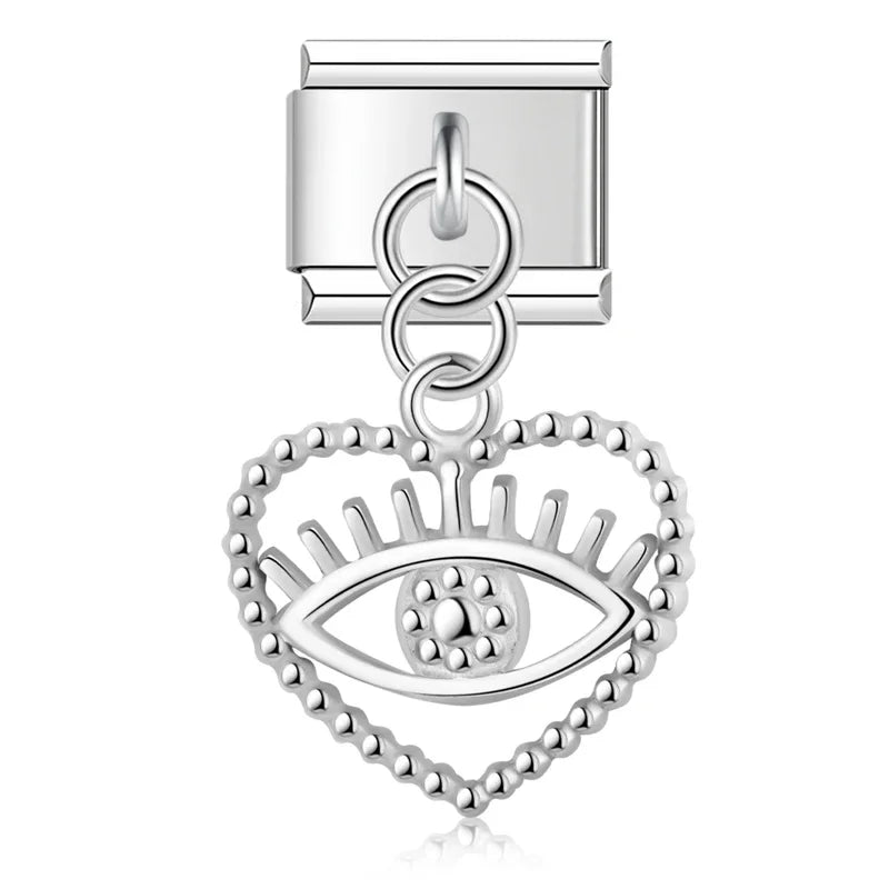 Wing Star Owl Moon Heart silver charms