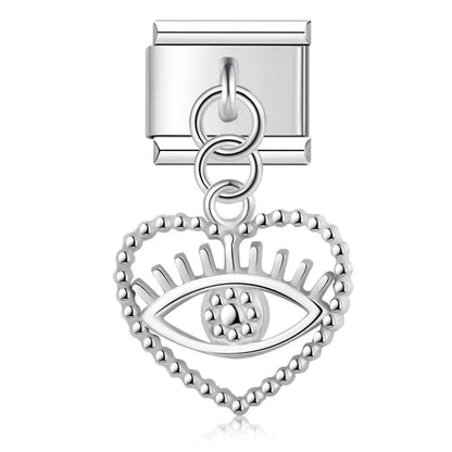 Wing, Star, Owl, Moon & Heart Silver Dangle Italian Charms — Celestial & Nature Silver Dangle Links