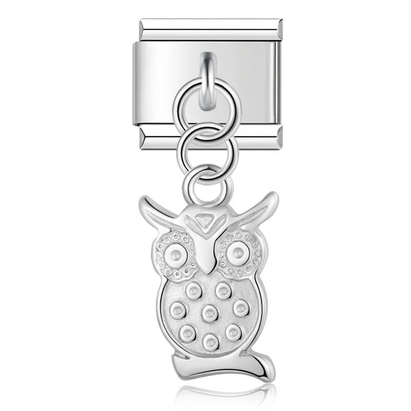 Wing Star Owl Moon Heart silver charms