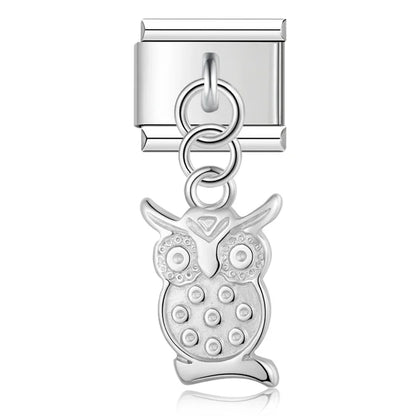 Wing, Star, Owl, Moon & Heart Silver Dangle Italian Charms — Celestial & Nature Silver Dangle Links