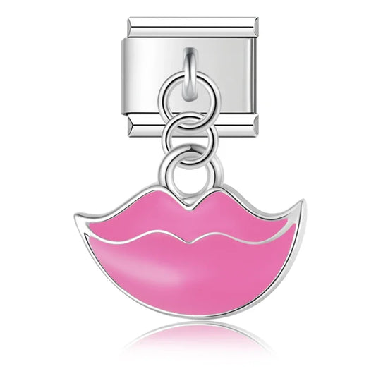 Romantic Heart Lip charms silver&gold