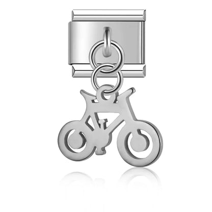 Silver & Gold Dangle Italian Charms — Moon, Star, Angel Wings & Trident Drop Pendant Links
