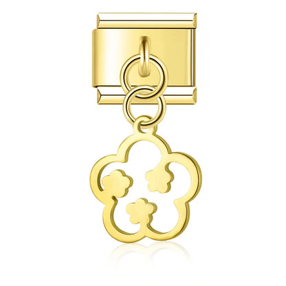 Silver & Gold Dangle Italian Charms — Moon, Star, Angel Wings & Trident Drop Pendant Links