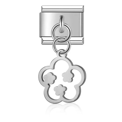 Silver & Gold Dangle Italian Charms — Moon, Star, Angel Wings & Trident Drop Pendant Links