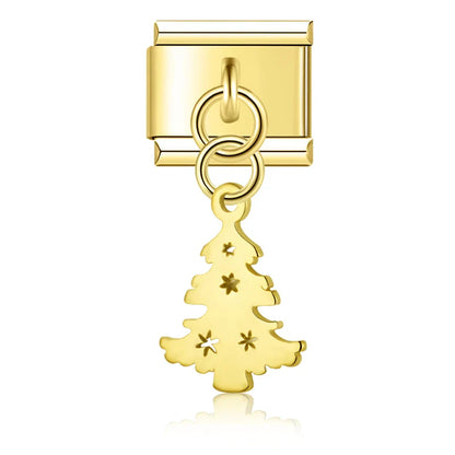Silver & Gold Dangle Italian Charms — Moon, Star, Angel Wings & Trident Drop Pendant Links