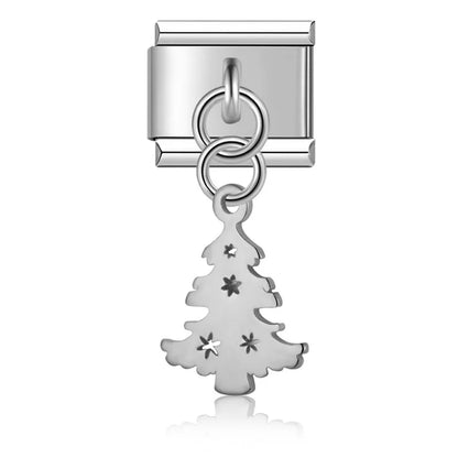 Silver & Gold Dangle Italian Charms — Moon, Star, Angel Wings & Trident Drop Pendant Links