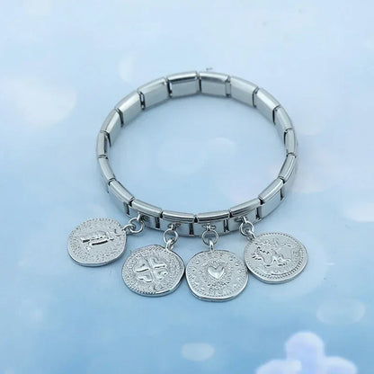The Round Silver Milestone Medallion Dangle Charm