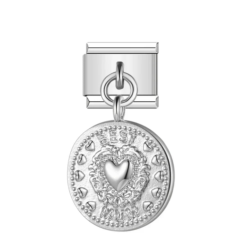 circle Unicorn Cake Love Graduation silver charms