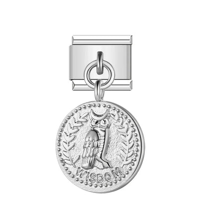 The Round Silver Sentiment Medallion Dangle Charm