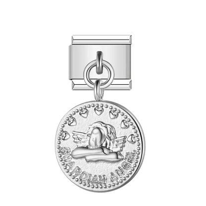 The Round Silver Milestone Medallion Dangle Charm