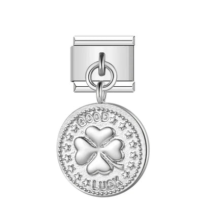 The Round Silver Milestone Medallion Dangle Charm