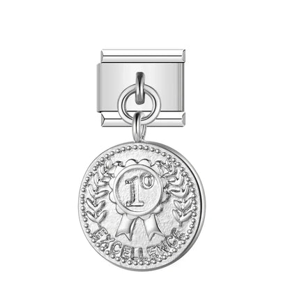 The Round Silver Sentiment Medallion Dangle Charm