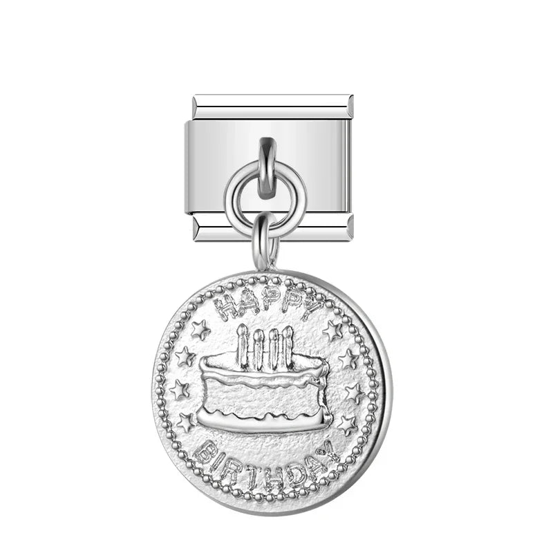 circle Unicorn Cake Love Graduation silver charms