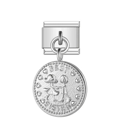 The Round Silver Milestone Medallion Dangle Charm