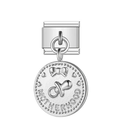The Round Silver Sentiment Medallion Dangle Charm