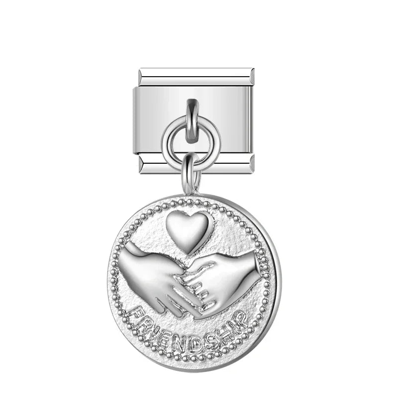 circle Unicorn Cake Love Graduation silver charms