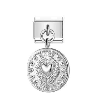 The Round Silver Sentiment Medallion Dangle Charm