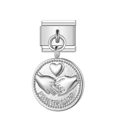 The Round Silver Sentiment Medallion Dangle Charm