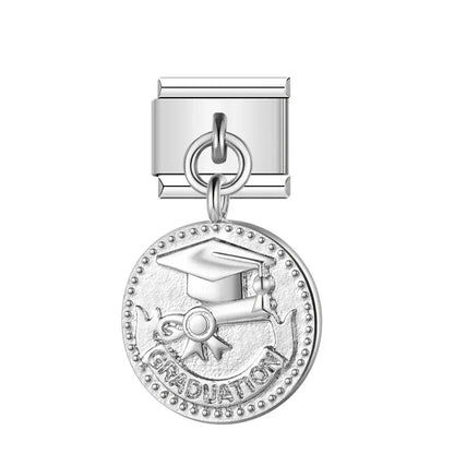 The Round Silver Sentiment Medallion Dangle Charm