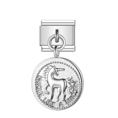 The Round Silver Sentiment Medallion Dangle Charm