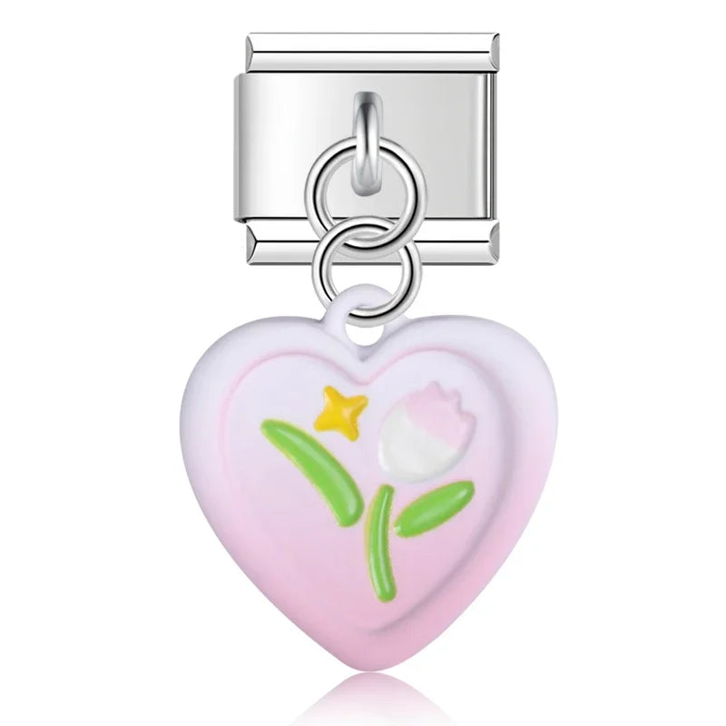 Colored Square Flower Heart Love