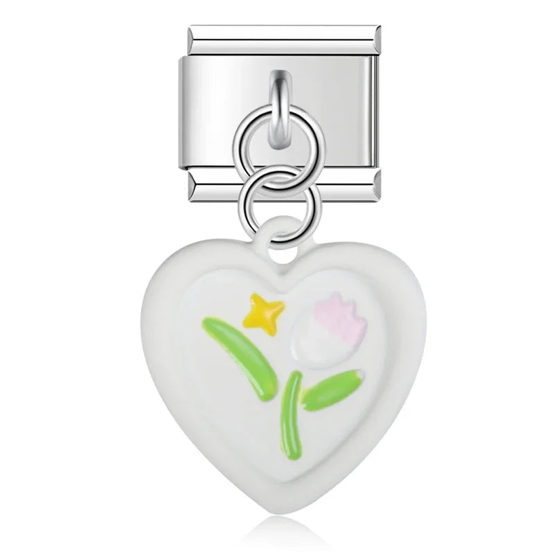 Colored Square Flower Heart Love