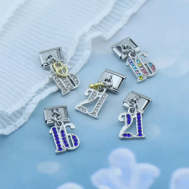 Colour Blue CZ NO 16 18 21 Birthday DJ604