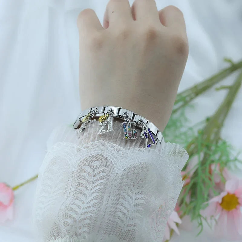 Colour Blue CZ NO 16 18 21 Birthday DJ604