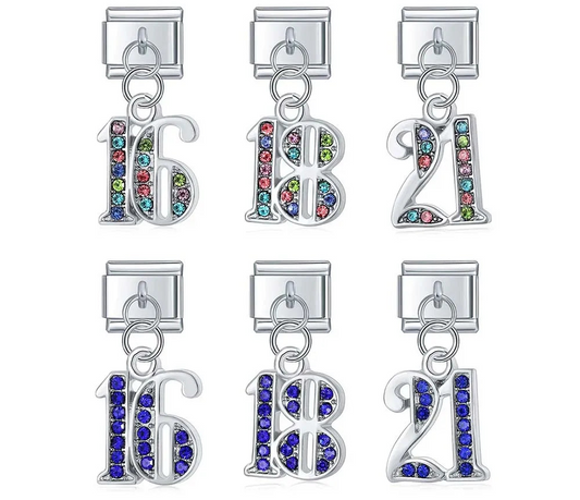 Colour Blue CZ NO 16 18 21 Birthday DJ604