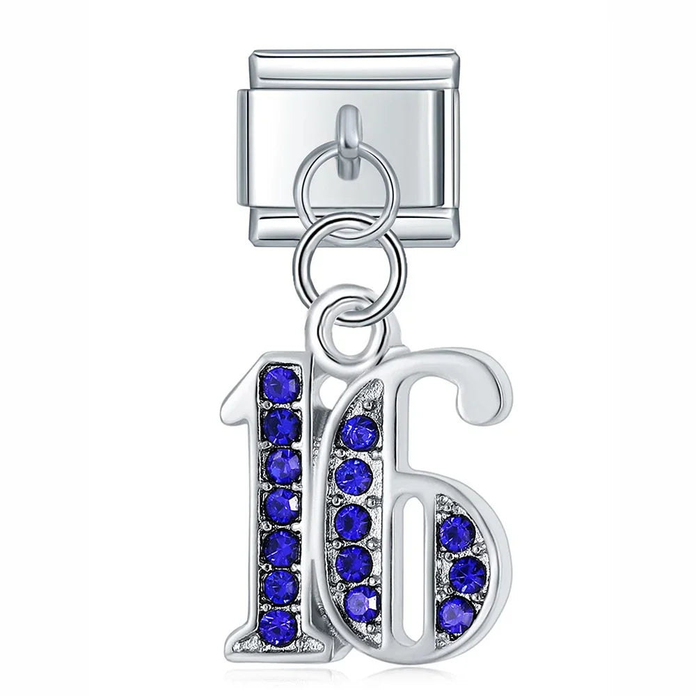 Colour Blue CZ NO 16 18 21 Birthday DJ604