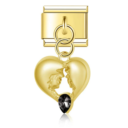 Romantic Lover's Gaze Crystal Heart Dangle Charm