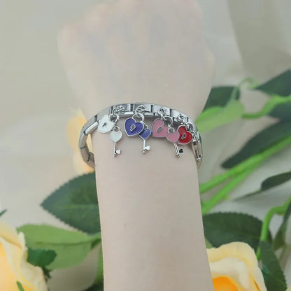 Romantic Heart Key & Lock Dangle Charm in Silver
