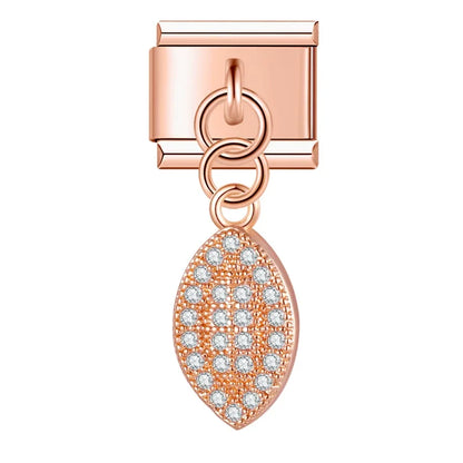 The Shiny Rose Gold Flower, Bowknot, Crown & Moon Dangle Charm
