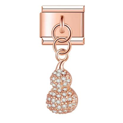 The Shiny Rose Gold Flower, Bowknot, Crown & Moon Dangle Charm