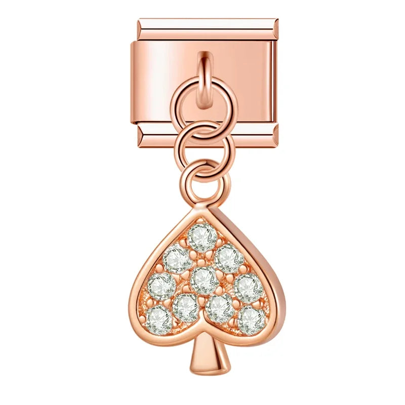 shiny rose gold charms Flower Bowknot Crown Moon