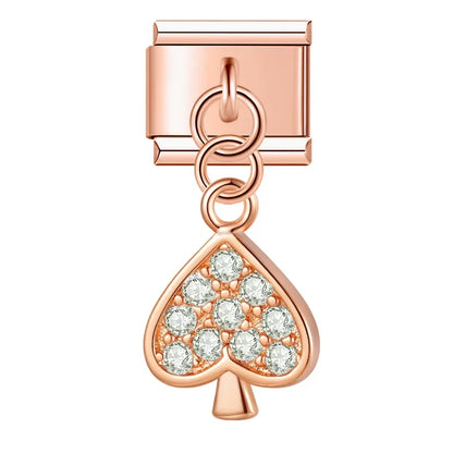 The Shiny Rose Gold Flower, Bowknot, Crown & Moon Dangle Charm