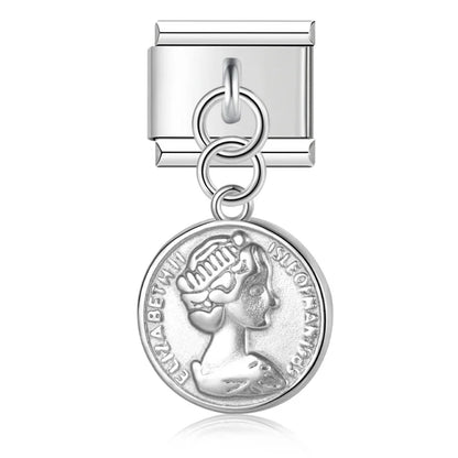 Enamel Rocket Ship & Astronaut Dangle Charm for Charm Bracelets