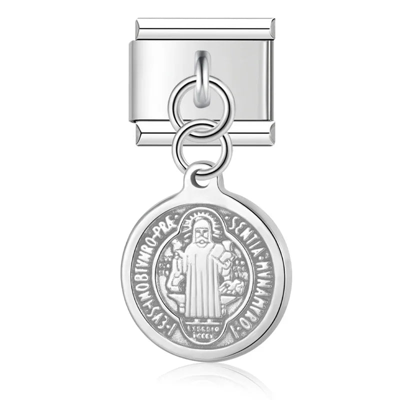 The Vintage Heritage & Sacred Medallion Dangle Charm in Silver