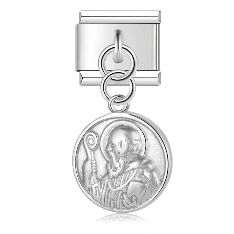 The Vintage Heritage & Sacred Medallion Dangle Charm in Silver