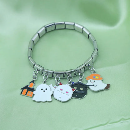Halloween Ghost, Castle & Bat Italian Charm – Spooky 9mm Charm Bracelet Links