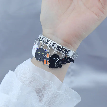 Halloween Ghost, Castle & Bat Italian Charm – Spooky 9mm Charm Bracelet Links