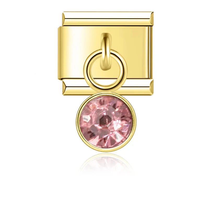 colorful birthday gemstone  ITALIAN Charms gold