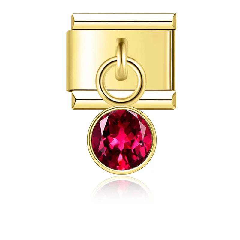 colorful birthday gemstone  ITALIAN Charms gold